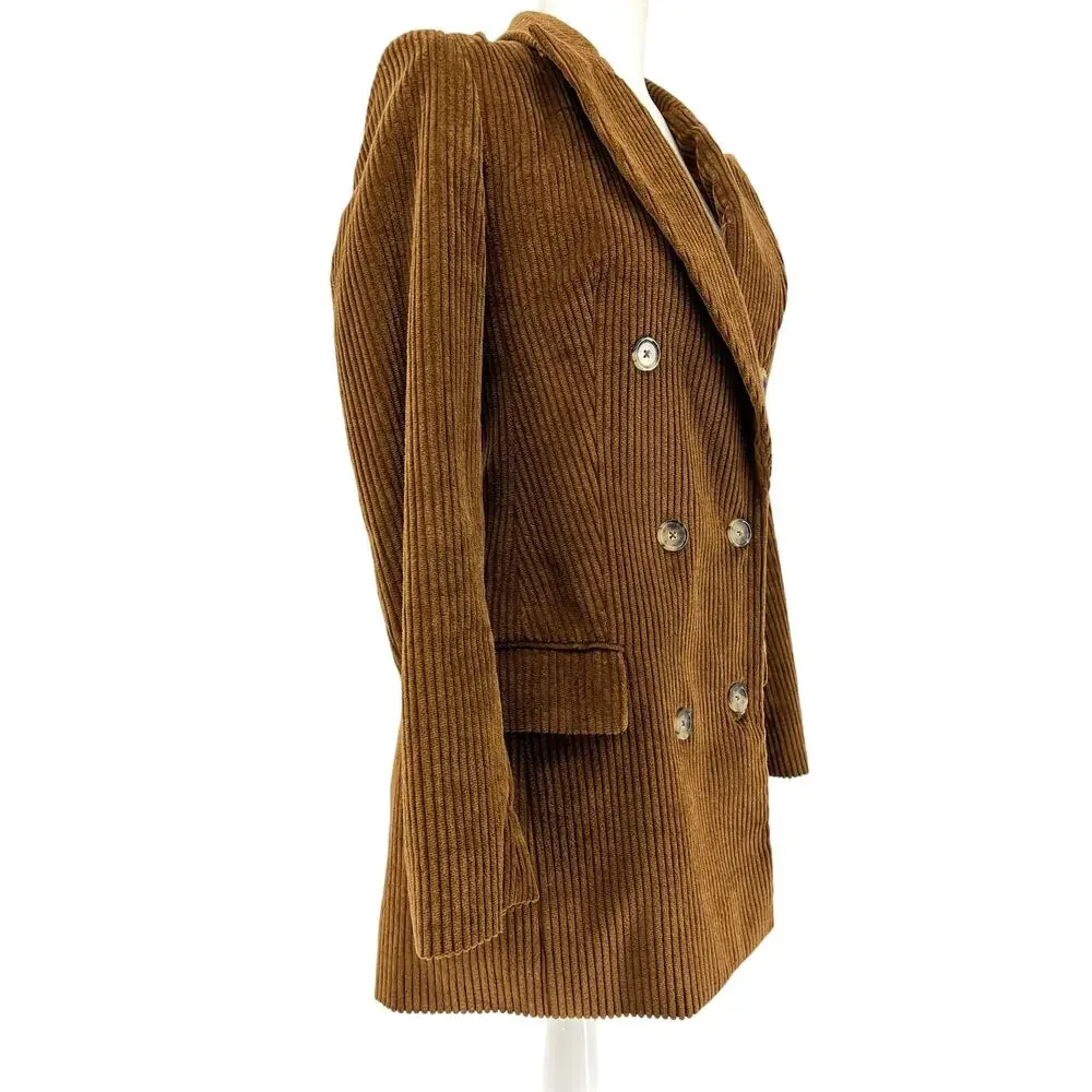 Wilfred Aritzia Women's Brown Double Breasted Corduroy Jacket‎ Blazer (2)